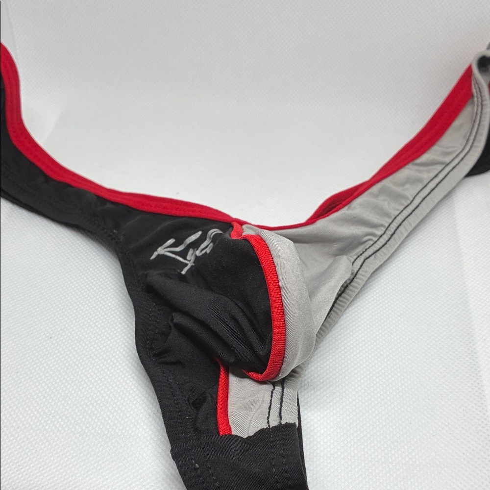 Kyle Men's Low-Rise Thong- Black & Gray with Red Trim M